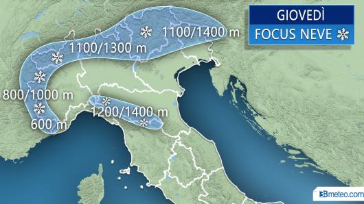 Focus neve giovedì Nord