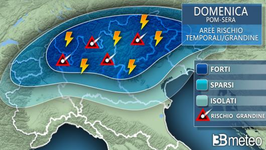 Focus temporali al Nord per domenica pomeriggio-sera