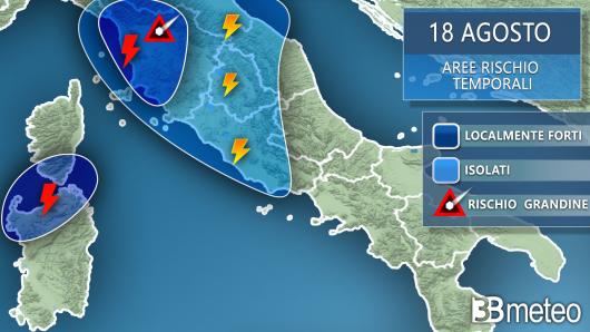 Focus temporali giovedì al Centro-Sud
