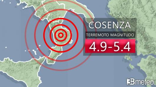 Forte scossa di terremoto in provincia di Cosenza