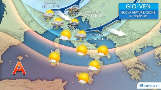 Fronte temporalesco in transito tra giovedì e venerdì