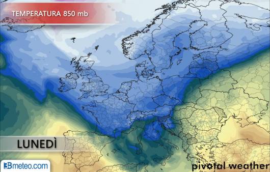 Già lunedì il freddo raggiunge il Mediterraneo centrale