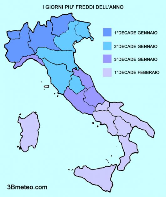 Giorni più freddi dell'anno in Italia