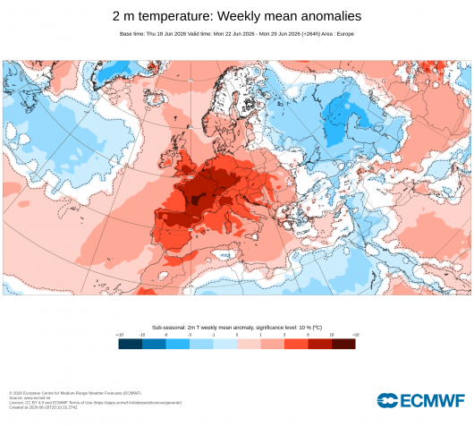 gran caldo persisterebbe fino a fine mese in Europa