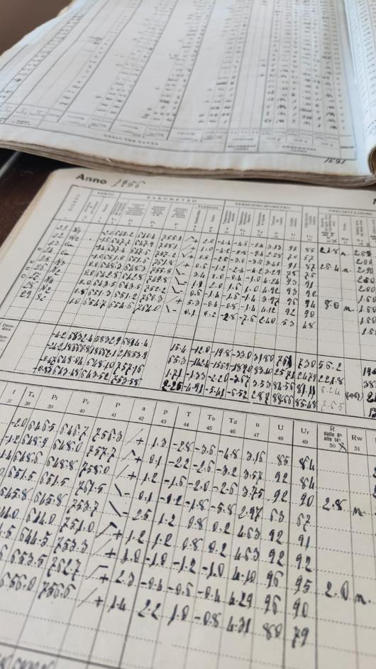 I registri dell'Osservatorio, dettaglio sui dati del Febbraio 1956