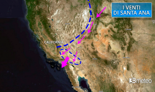 i venti di Santa Ana in California