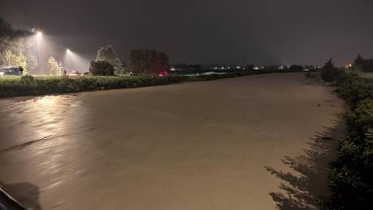 Il fiume Senio in piena a Cotignola: fonte Ravennatoday