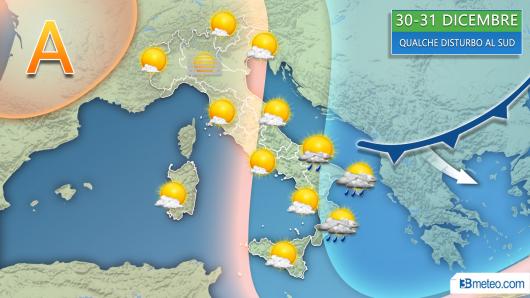 Il tempo atteso tra il 30 e il 31 Dicembre in Italia