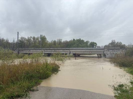 Il Trigno in piena (Fonte immagine Comune di Montenero di Bisaccia via Facebook)