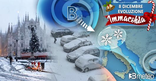 Immacolata con neve diffusa fino in pianura