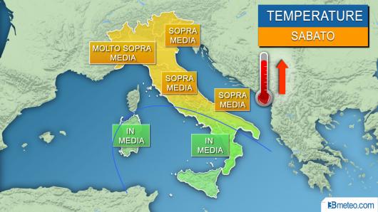 Impennata termica sabato con valori sopra media quasi ovunque