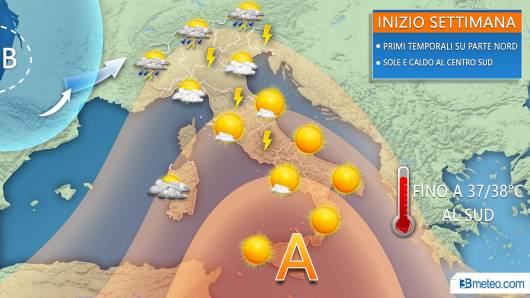 Inizio di settimana, caldo al Sud