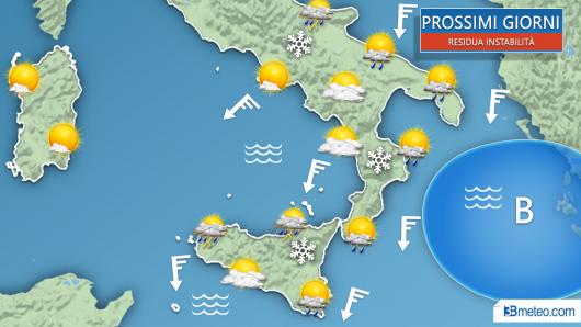 Instabilità al Sud nei prossimi giorni