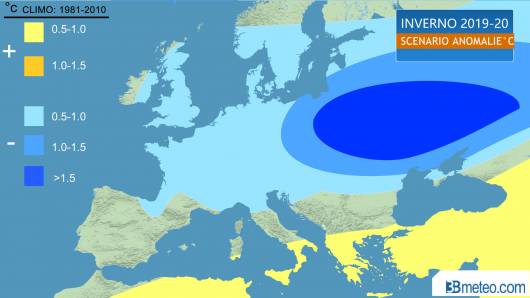 Inverno 2019-20: anomalie termiche attese