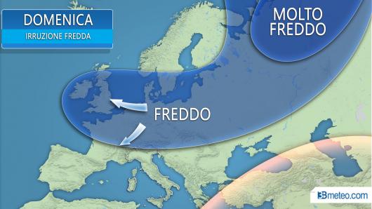 Irruzione fredda si estende verso Ovest e Sud