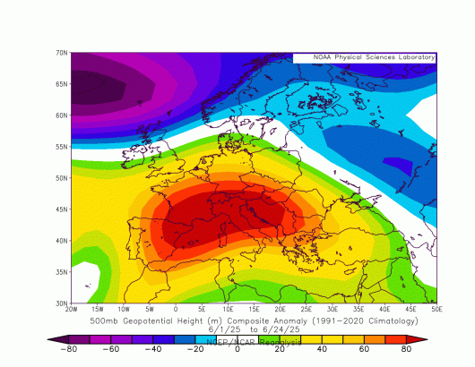 l'anomalia giugno sul Mediterraneo
