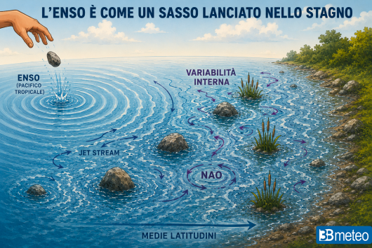 Illustrazione per spiegare gli effetti diretti e indiretti dell'Enso