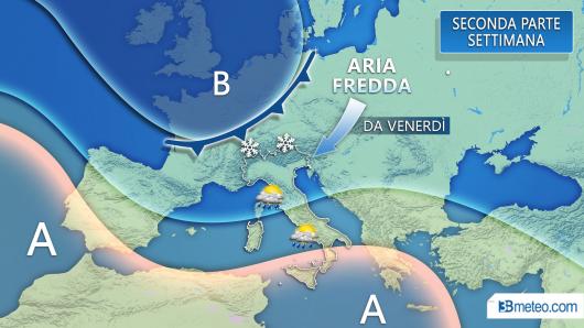L'evoluzione meteo per la seconda parte della settimana
