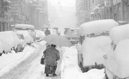 La grande neve del 1985 a Milano (foto dalla pagina facebook di Michele Valtorta)