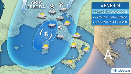 La situazione attesa nella giornata di venerdì