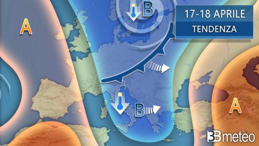 La tendenza meteo per il periodo 17-18 aprile