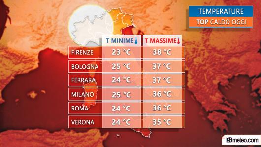 Le città più calde di oggi