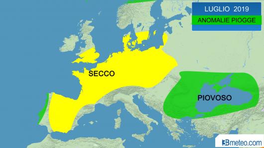 Luglio 2019: anomalie piogge attese