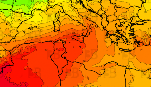 masse d'aria molto calde in arrivo