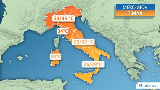 Massime attese tra mercoledì e giovedì