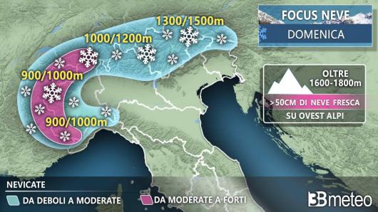 Meteo. Focus neve domenica sulle Alpi