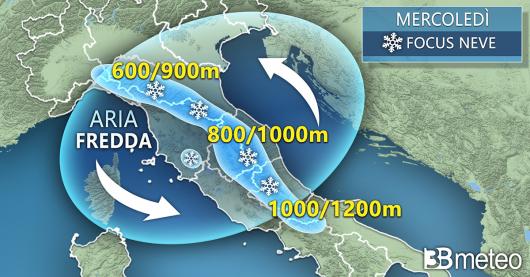 Meteo. Focus neve mercoledì