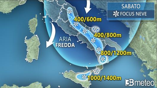 Meteo. Focus neve sabato