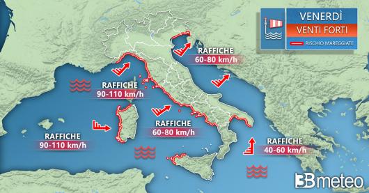 Meteo. Forti venti anche venerdì