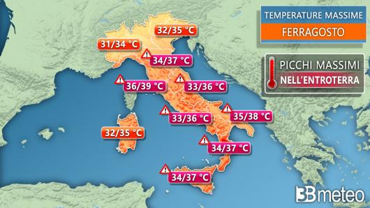 Meteo. Temperature previste per Ferragosto