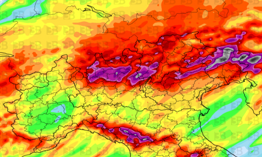 Meteo, accumuli totali previsti al Nord nelle 24h tra giovedì e venerdì