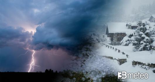 Meteo cronaca, temporali, grandine , freddo e neve su mezza Italia