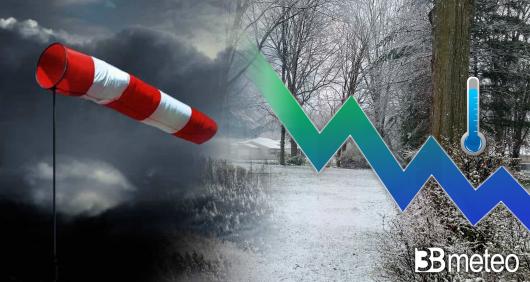 Meteo, domenica con il freddo dalla Russia, vento forte, neve a bassa quota e tracollo termico