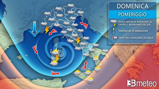 Meteo domenica, ore centrali