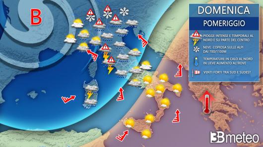 Meteo domenica pomeriggio