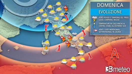 Meteo domenica prossime ore