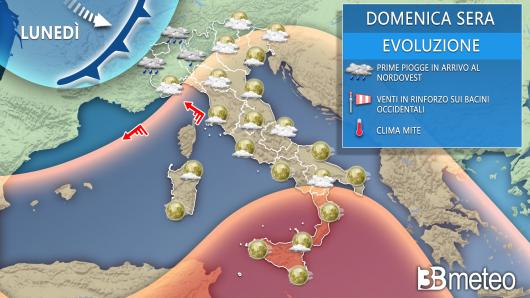 Meteo domenica sera, segnali di cambiamento