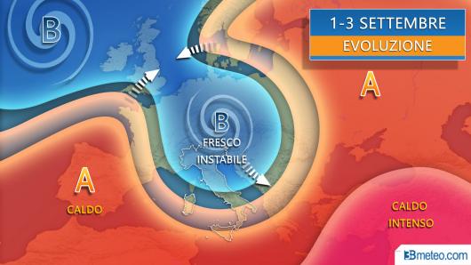 Meteo evoluzione 1-3 settembre