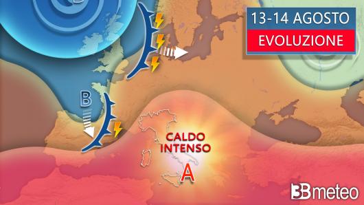Meteo - Evoluzione 13-14 agosto