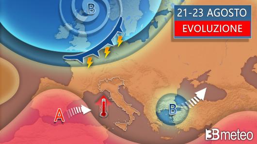 Meteo - Evoluzione 21-23 agosto