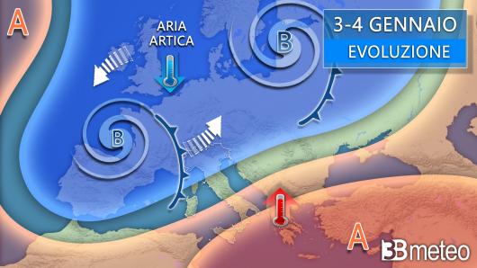 Meteo - Evoluzione 3-4 gennaio