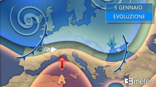 Meteo - Evoluzione 5 gennaio