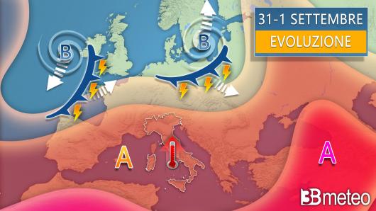 Meteo, evoluzione fino al 1 settembre