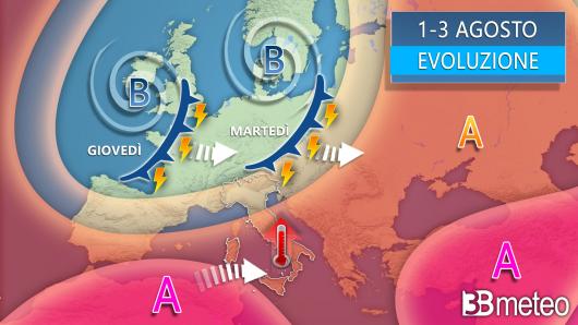 Meteo - Evoluzione fino al 3 agosto