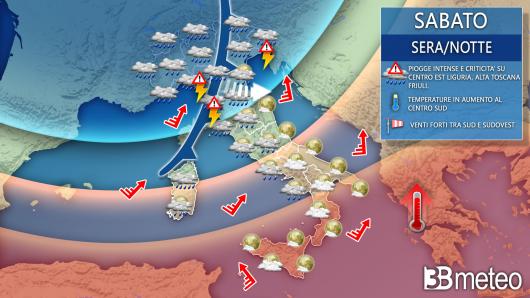 Meteo - Evoluzione in tarda serata e per la notte