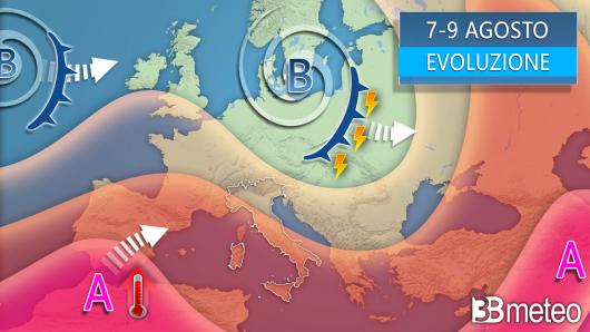 Meteo evoluzione inizio settimana (7-9 agosto)